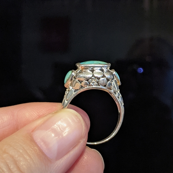 Natural Kingman Turquoise .925 silver ring, size 8 - Picture 7 of 12